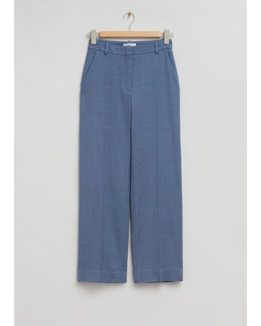 Other Stories Straight Mid-Waist Press Crease Trousers