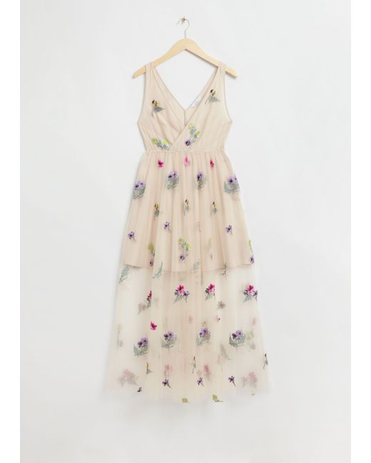 Other Stories Embellished Gathered Tulle Dress