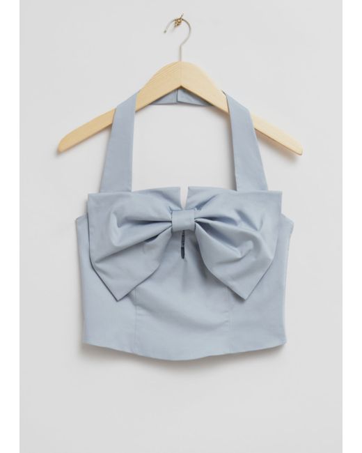 Other Stories Cropped Bow Detail Halterneck Top