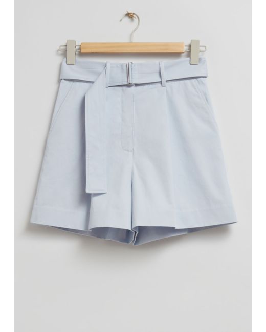 Other Stories Belted Cotton Chino Shorts