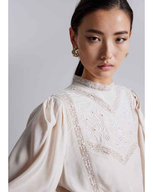 Other Stories Embroidered Puff-Sleeve Blouse