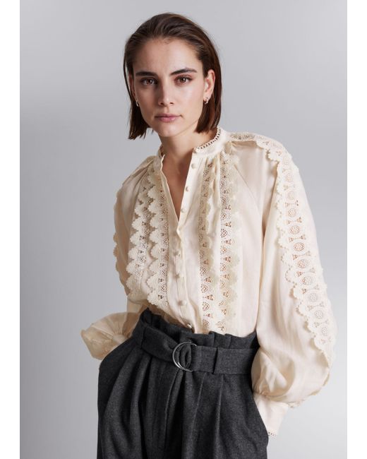 Other Stories Scalloped Lace Blouse