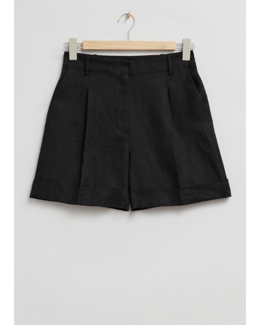 Other Stories Tailored Wide-Leg Linen Shorts