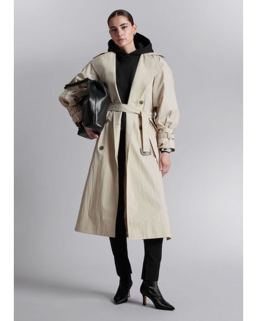Other Stories Crinkle-Effect Trench Coat