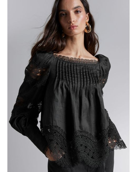 Other Stories Lace-Trimmed Blouse