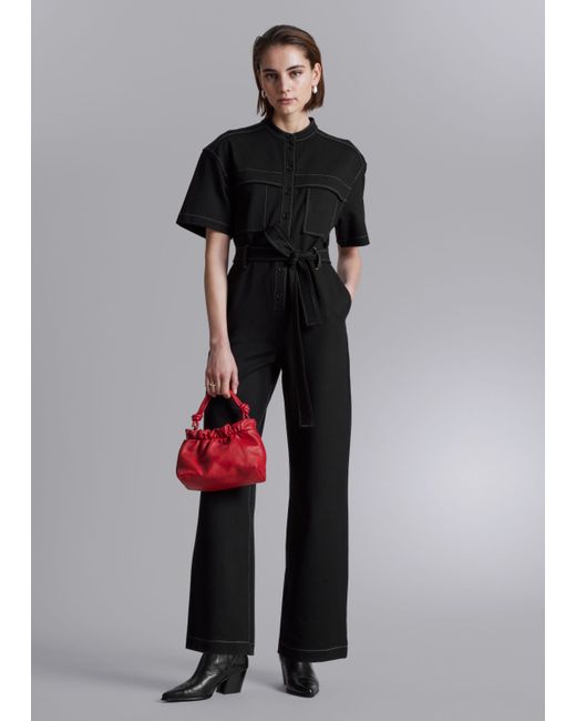 Other Stories Short-Sleeve Utility Jumpsuit