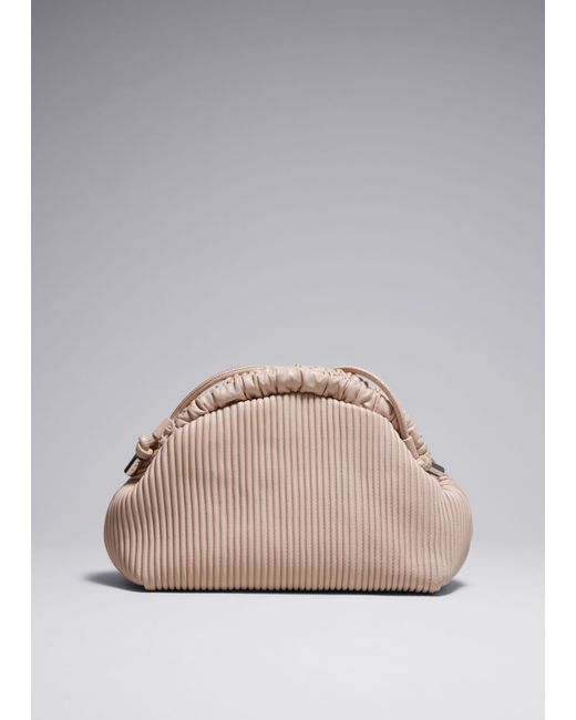 Other Stories Pleated Leather Clutch Bag