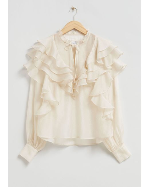 Other Stories Sheer Ruffle Blouse