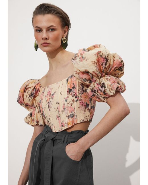 Other Stories Puff-Sleeve Corset Top