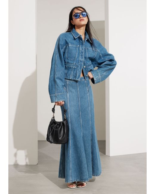 Other Stories Pleated Denim Maxi Skirt