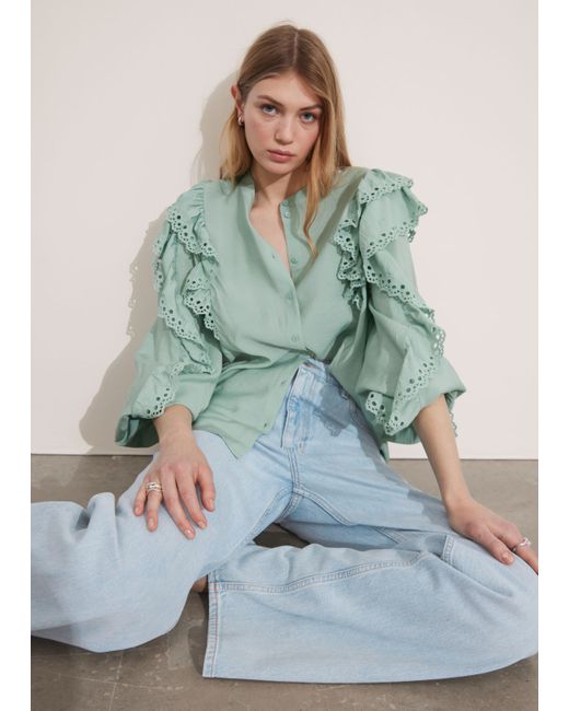 Other Stories Scalloped Frill Blouse