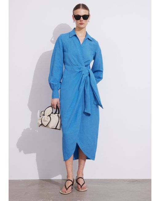 Other Stories Collared Wrap Midi Dress
