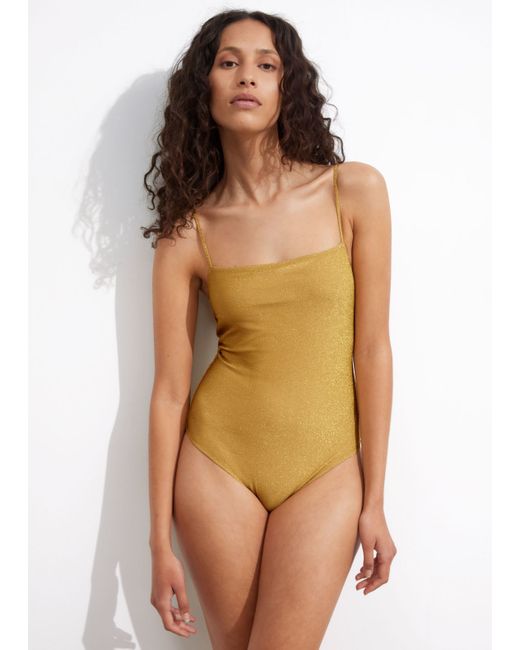Other Stories Strappy Glitter Swimsuit