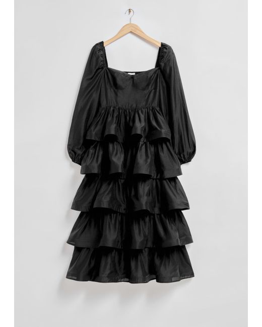 Other Stories Ruffle-Trimmed Midi Dress