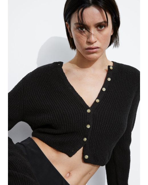 Other Stories Cropped Rib-Knit Cardigan