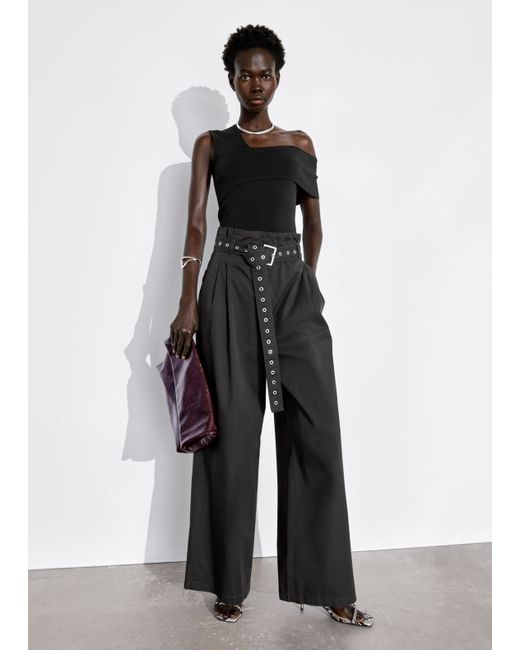Other Stories Eyelet-Belt Paperbag Trousers