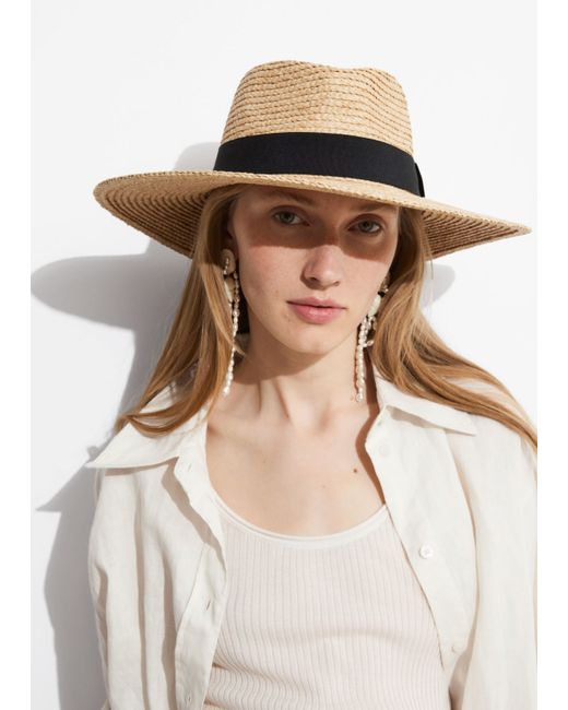 Other Stories Grosgrain-Trimmed Straw Hat