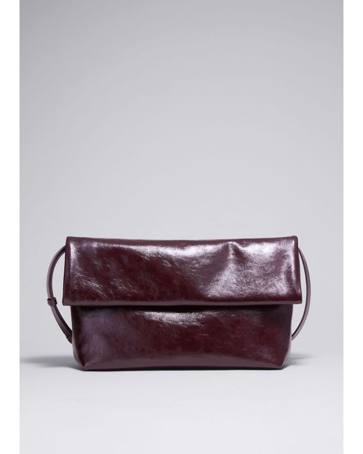 Other Stories Folded Patent-Leather Clutch