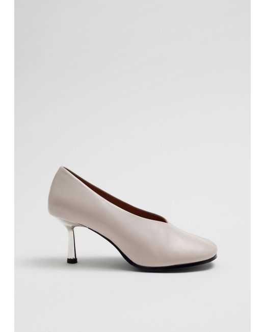 Other Stories Silver Heel Leather Pumps