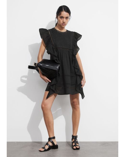 Other Stories Embroidered Ruffle Mini Dress