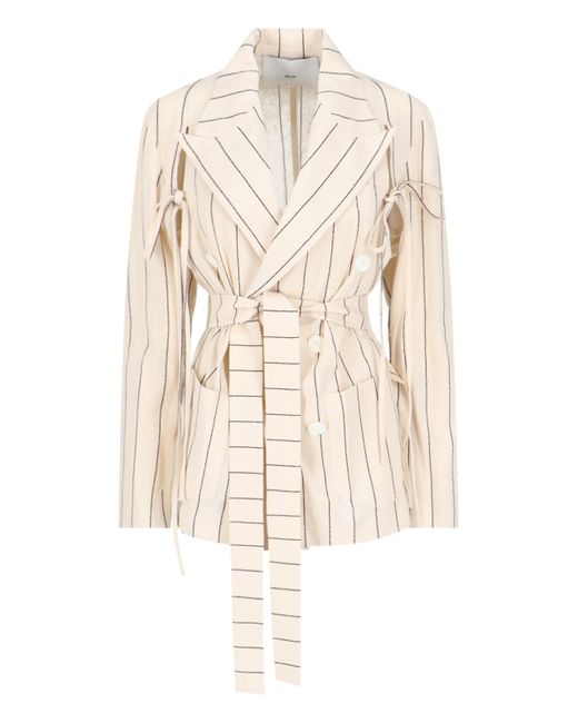 Setchu Pinstriped Double-Breasted Blazer
