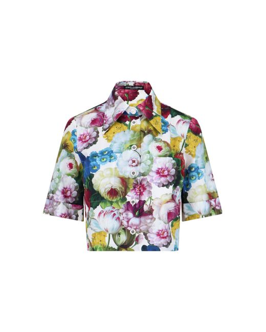 Dolce & Gabbana Garden Print Crop Shirt