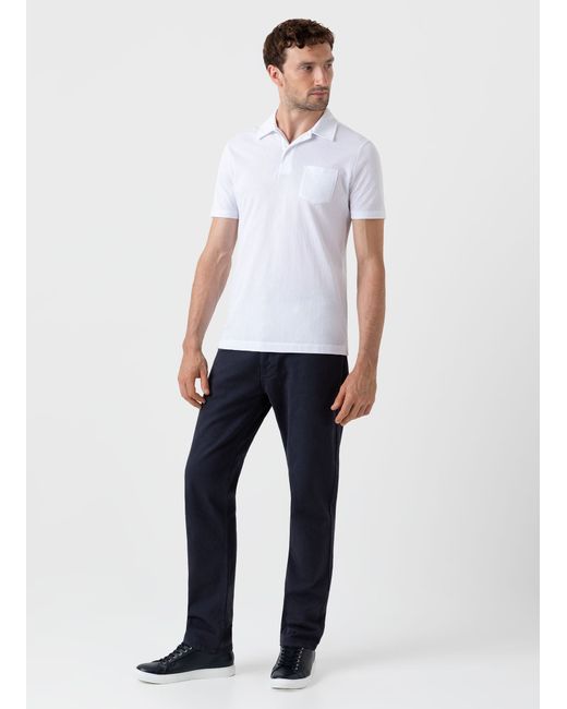 Sunspel Cotton Twill 5 Pocket Trouser in Navy