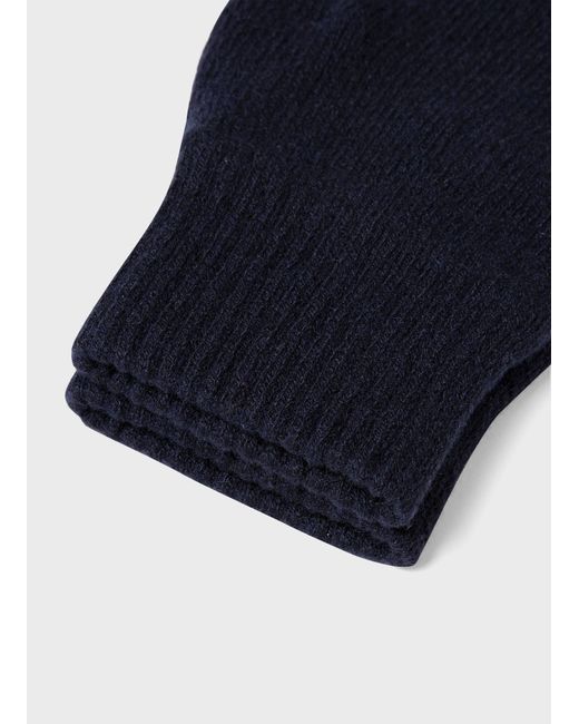 Sunspel Cashmere Knitted Glove in Navy