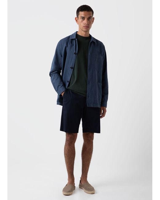Sunspel Stretch Cotton Twill Chino Shorts in Navy