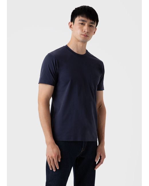 Sunspel Riviera Pocket T-shirt in Navy