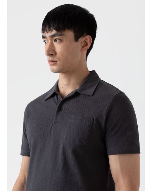 Sunspel Cotton Riviera Polo Shirt in Charcoal