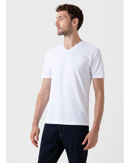 Sunspel Cotton V-Neck Riviera T-shirt in