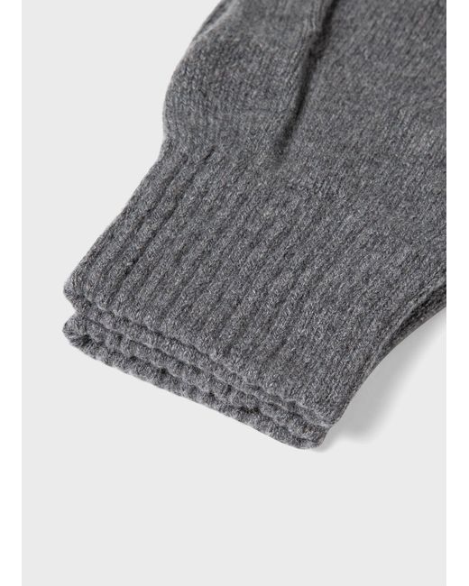 Sunspel Cashmere Knitted Glove in Grey Melange