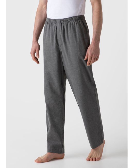 Sunspel Cotton Flannel Pyjama Trouser Mid Grey Melange