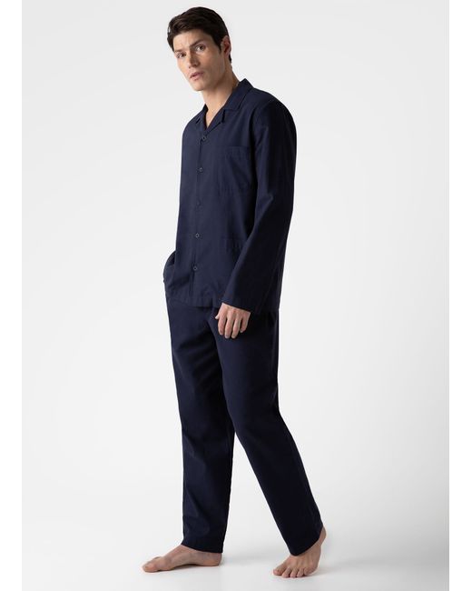 Sunspel Cotton Flannel Pyjama Trouser Navy