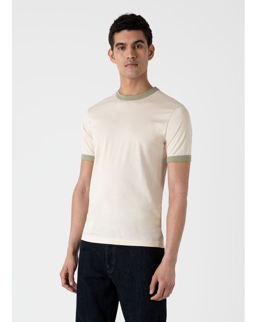 Sunspel Classic Ringer T-shirt Pale Khaki