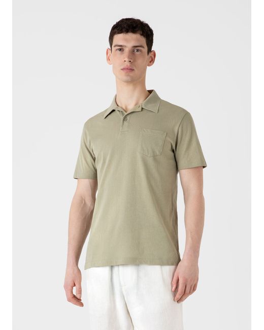 Sunspel Riviera Polo Shirt Pale Khaki