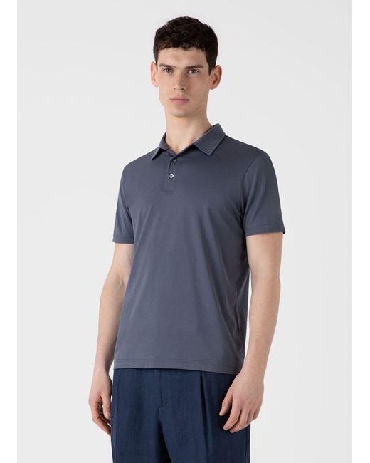 Sunspel Jersey Classic Polo Shirt Slate