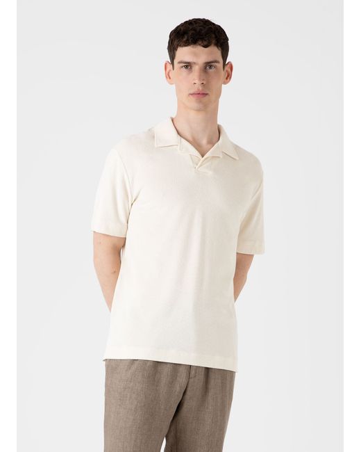 Sunspel Towelling Polo Shirt Undyed