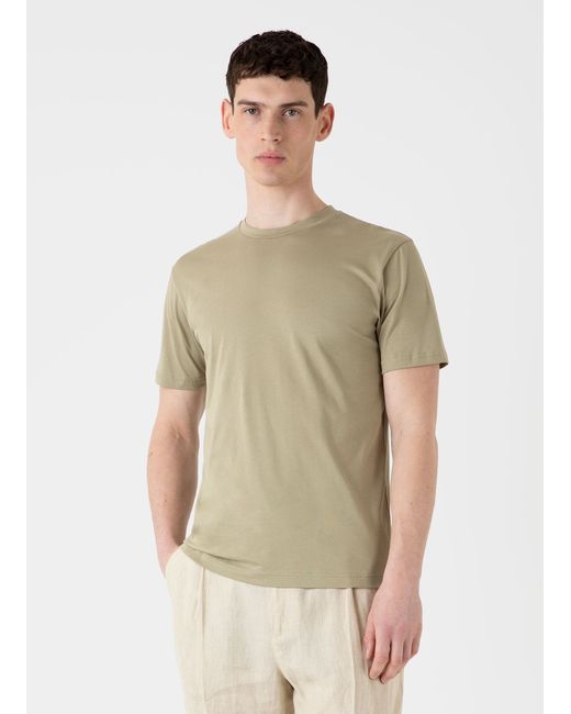 Sunspel Riviera Midweight T-shirt Pale Khaki