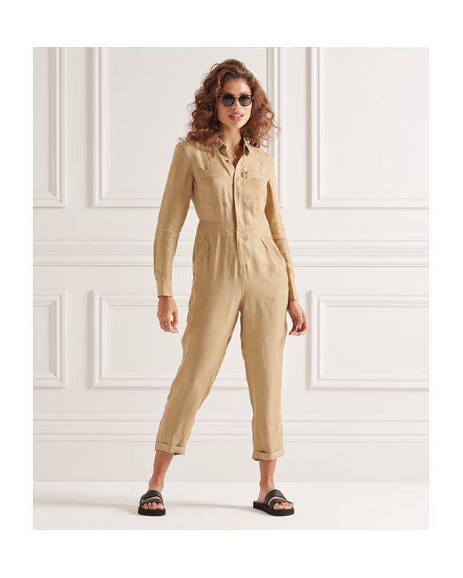 Superdry Cupro Long Sleeved Shirt Jumpsuit