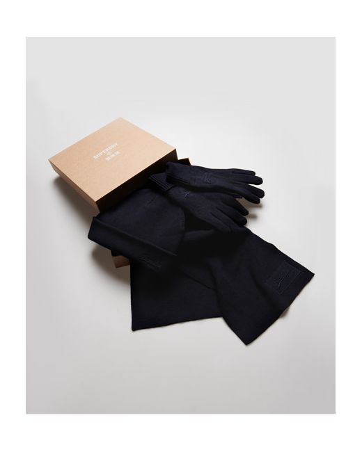 Superdry Label Scarf Glove Beanie Gift Set