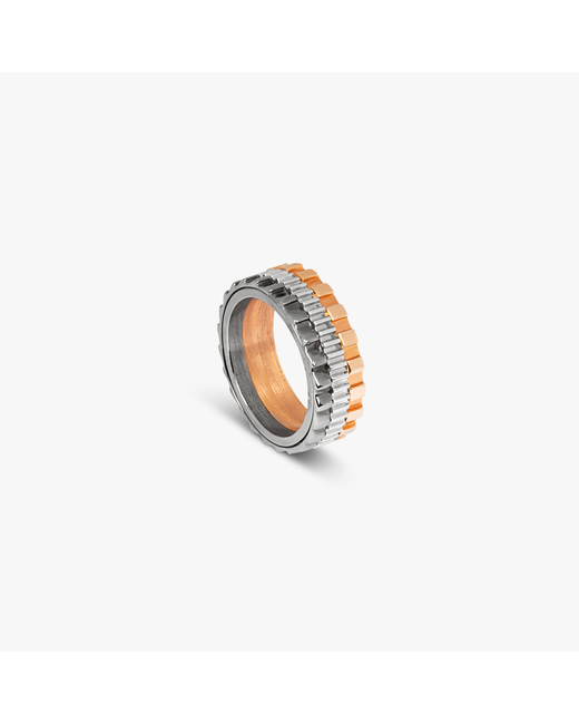 Tateossian Mechanical layered ring sterling with gold plating