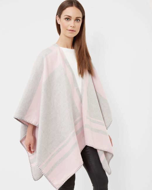 Ted Baker Checked scarf cape Gray Marl