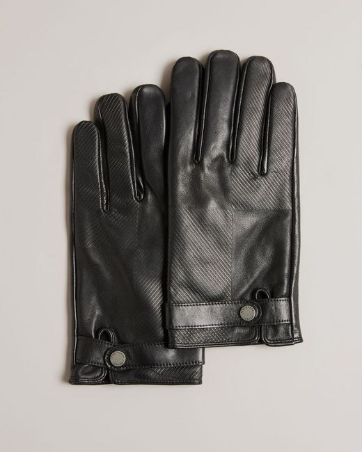 Ted Baker House Check Touch Screen Leather Gloves Liammm