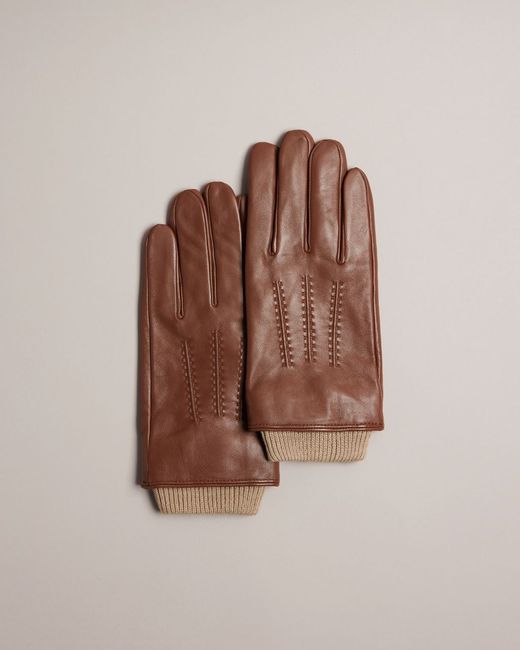 Ted Baker Leather Gloves With Knitted Cuff Ballat