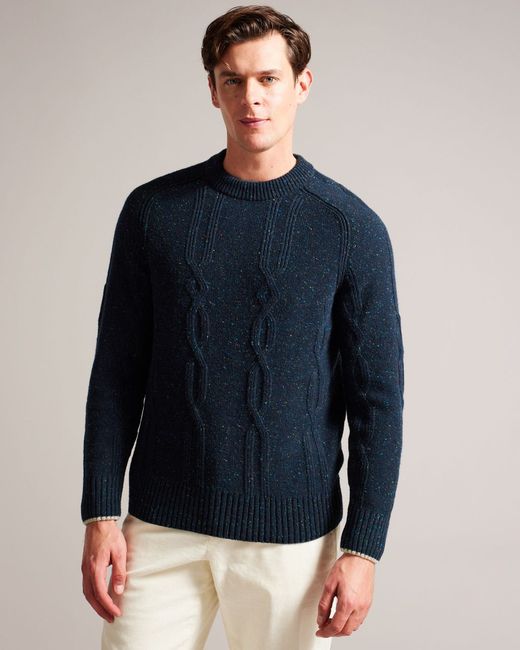 Ted Baker Crew Neck Jumper With Cable Detail Enroe