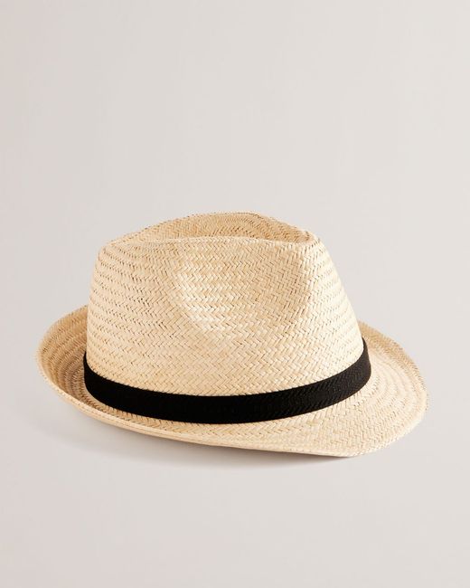 Ted Baker Straw Trilby Hat With Webbing Trim Panns