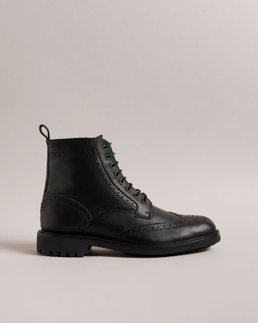 Ted Baker Brogue Detail Leather Lace Up Boots Jakobe