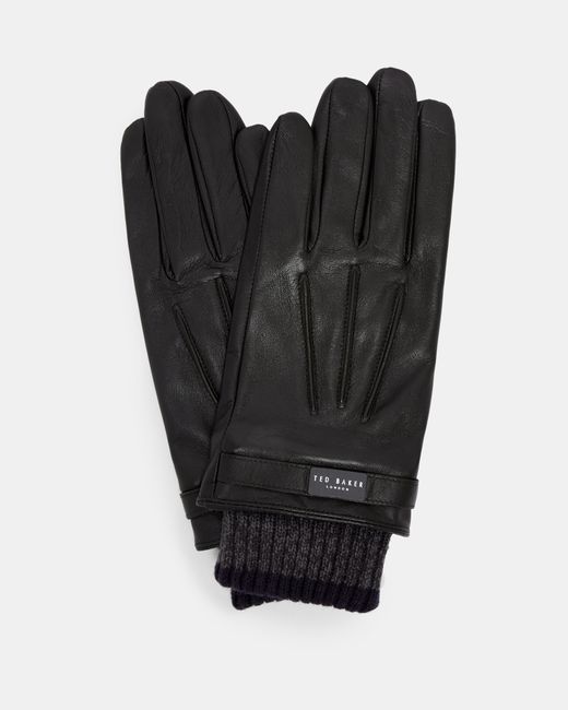 Ted Baker Ribbed cuff leather gloves